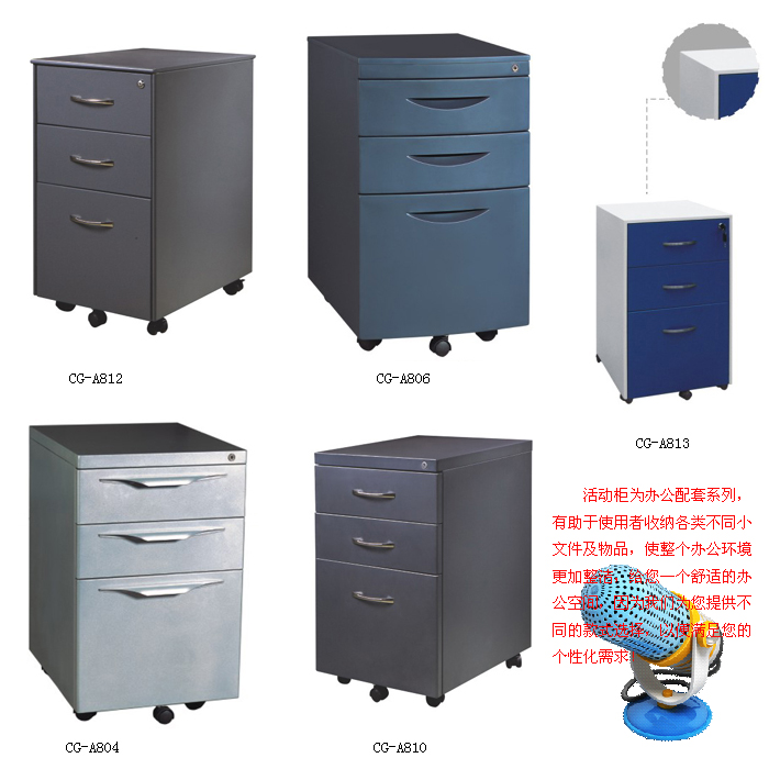 钢制家具|钢制活动柜|办公家具|二抽有面台底柜|文件柜|活动底柜